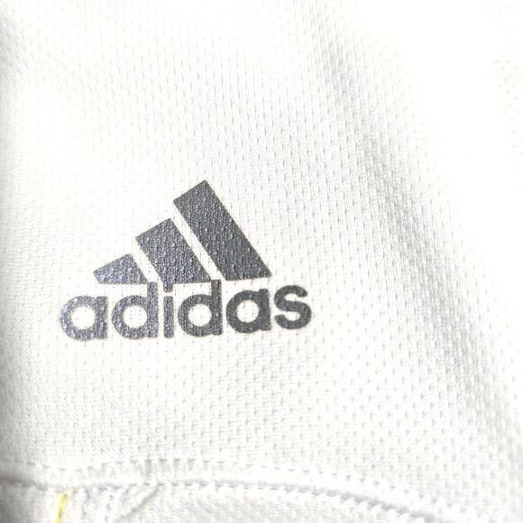 Adidas Running Shirt L White Mesh Climalite Long Sleeve Crew Top Reflective Logo - Picture 4 of 5